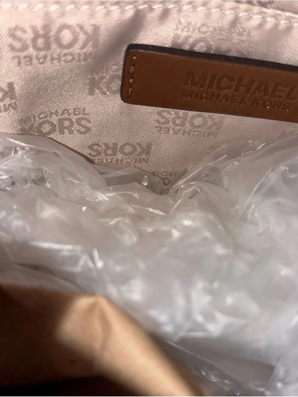 Michael Kors Navy Shoulder Tote with Brown Leather Straps